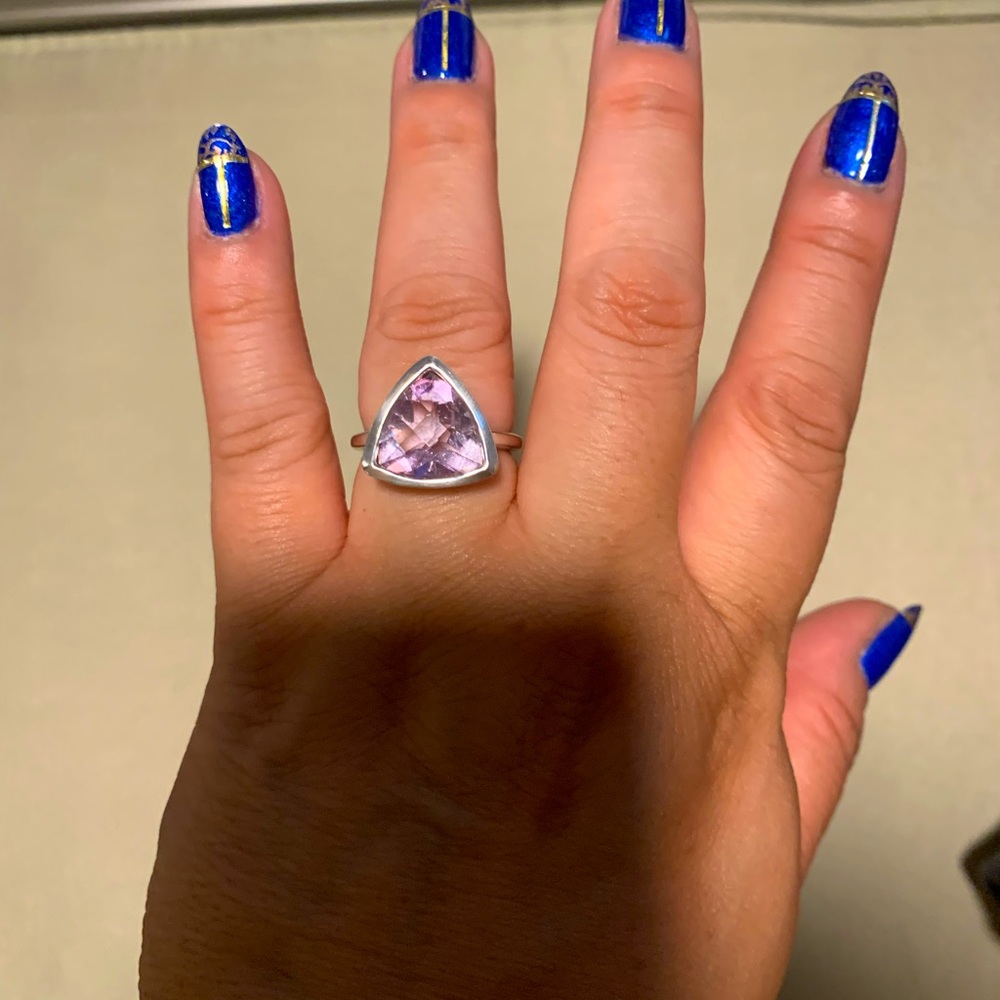 925 Silver Pink/Lavender Statement Ring - image 1